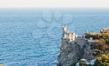 view of Aurora cliff with Swallow Nest castle on South Coast of Crimea