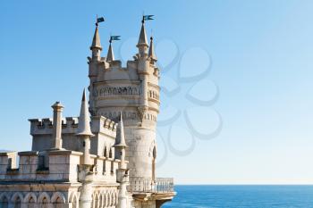 Swallow's Nest palace on South Coast of Crimea and blue sky