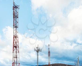blue sky and cellular antenna in mountain region