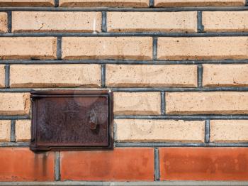 background from facing bricks wall with ash-pit door