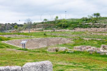 ancient greek theater in Morgantina ruins, Sicily, Italy