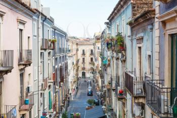 residential street (via Penninello) in Catania city, Sicily, Italy