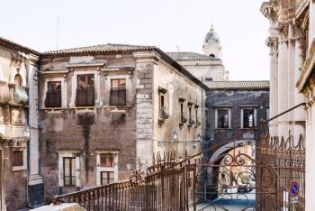 baroque style houses on street via Crociferi and via Teatro Greco in Catania city, Sicily, Italy