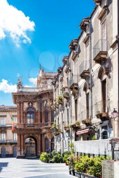 CATANIA, ITALY - APRIL 5, 2015: Teatro Massimo Bellini in Catania city, Sicily, Italy. Teatro Massimo Bellini is an opera house, it was inaugurated on 31 May 1890.