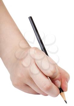 hand writes by black pencil isolated on white background