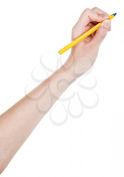 hand draws by blue pen isolated on white background
