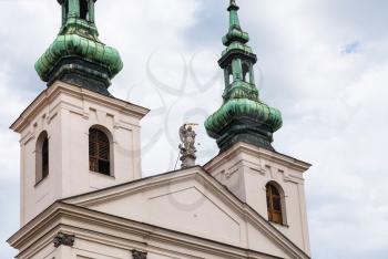 travel to Brno city - towers of Dominican Church of Saint Michael in Brno town, Czech