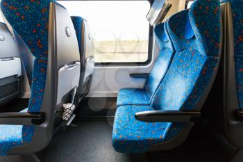 empty seats in railway wagon in second class