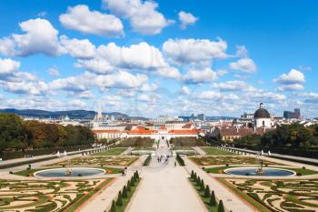travel to Vienna city - square of Belvedere Palaces, Vienna, Austria