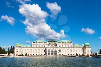 travel to Vienna city - blue sky with cloud over Upper Belvedere Palace, Vienna, Austria