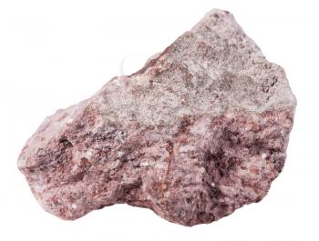 macro shooting of specimen natural rock - specimen of Tuff (ash-tuff) mineral stone isolated on white background