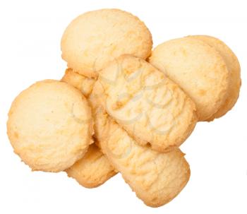 above view of sweet Butter Shortbread Biscuits isolated on white background