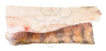 two portion of frozen zander (pike-perch) fish fillet isolated on white background