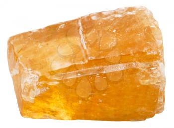 macro shooting of collection natural rock - orange Calcite mineral stone isolated on white background
