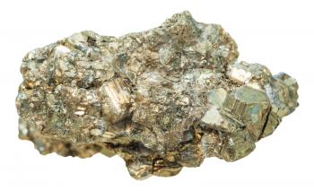 macro shooting of collection natural rock - druse of pyrite mineral stone isolated on white background