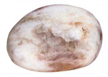 macro shooting of natural gemstone - tumbled moonstone (moon-stone), mineral gem stone isolated on white background