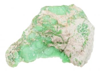 macro shooting of natural rock - raw Variscite mineral gem stone isolated on white background