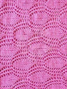 hand-knitted pink fabric knitted with cotton thread