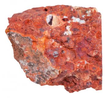 macro shooting of sedimentary rock specimens - bauxite (aluminium ore) mineral isolated on white background