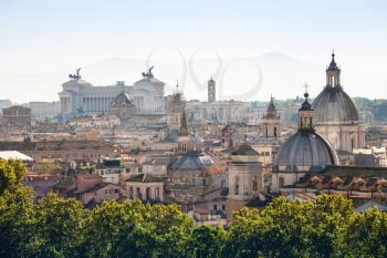 travel to Italy - above view of ancient center of Rome city in side of Capitoline Hill from Castle of St Angel