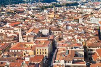 travel to Italy - above view of living quarters in Florence city from Campanile