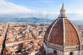 travel to Italy - above view of Dome of Cathedral and Florence cityscape from Campanile