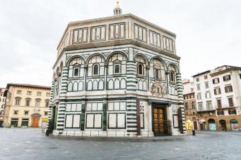travel to Italy - Florence Baptistery (Battistero di San Giovanni, Baptistery of Saint John) on Piazza San Giovanni in morning