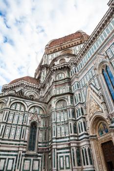 travel to Italy - ornamental walls and dome of Duomo Cathedral Santa Maria del Fiore in Florence city