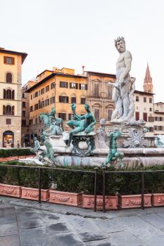 travel to Italy - Fountain of Neptune on Piazza della Signoria in Florence city