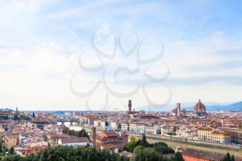 travel to Italy - blue sky over Florence city from Piazzale Michelangelo in autumn evening