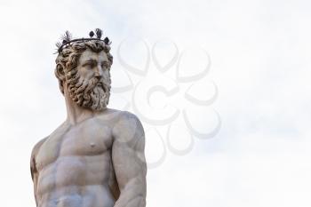 travel to Italy - sculpture of Neptune of fountain of neptune close up in Florence city