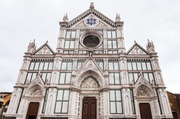 travel to Italy - facade of Basilica di Santa Croce (Basilica of the Holy Cross) in Florence city in autumn day