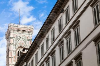 travel to Italy - Giotto's Campanile over apartment house in Florence city