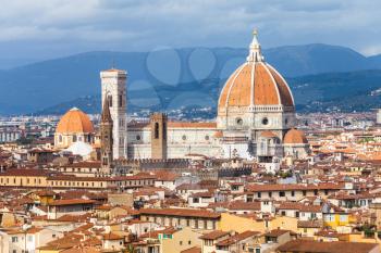 travel to Italy - above view of Florence city with Cathedral from Piazzale Michelangelo