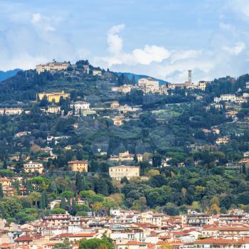 travel to Italy - Fiesole town above Florence city on green hill