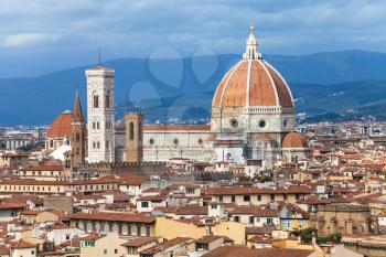 travel to Italy - view of Duomo in Florence town from Piazzale Michelangelo