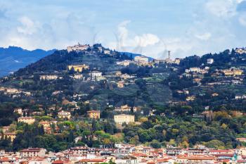 travel to Italy - suburb of Florence city on green hill (Fiesole)