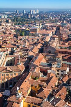 travel to Italy - above view of Bologna city from Asinelli tower in sunny day