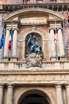 travel to Italy - decor of facade of palazzo d'accursio (palazzo comunale) in Bologna city