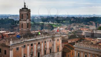 Travel to Italy - view of Palazzo Senatorio of capitoline museums on capitoline hill in Rome city