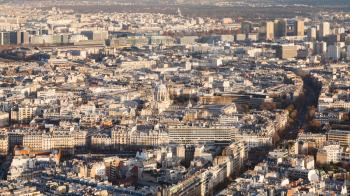 travel to France - above view of in Paris city at winter sunset from Tour Maine - Montparnasse (Montparnasse Tower)