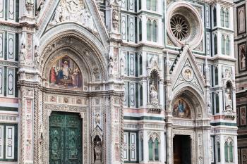 travel to Italy - ornamental facade of Cathedral Santa Maria del Fiore in Florence city