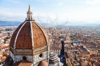 travel to Italy - above view Dome of Cathedral and Florence town from Campanile