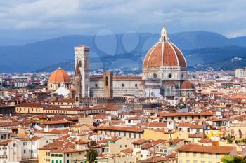 travel to Italy - above view of Florence city with Duomo from Piazzale Michelangelo