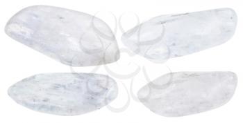 set of tumbled Natrolite gemstone isolated on white background