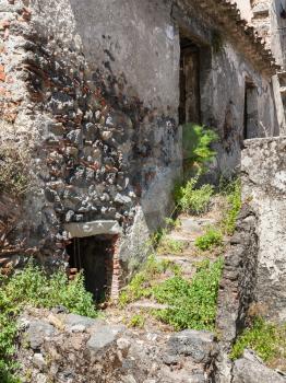travel to Italy - old stone house in Francavilla di Sicilia town in Sicily