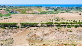 travel to Italy - rural landscape near Agrigento town on coast of Mediterranean sea in Sicily