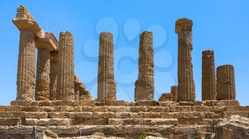 travel to Italy - column of Temple of Juno (Hera) in Valley of the temples in Agrigento in Sicily