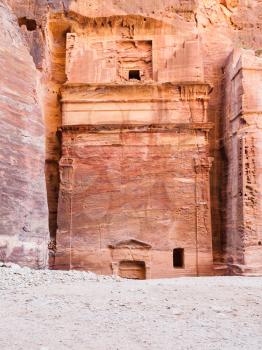 Travel to Middle East country Kingdom of Jordan - ancient nabataean tomb in Petra city