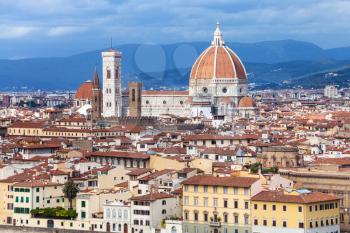 travel to Italy - skyline of Florence town with Cathedral from Piazzale Michelangelo